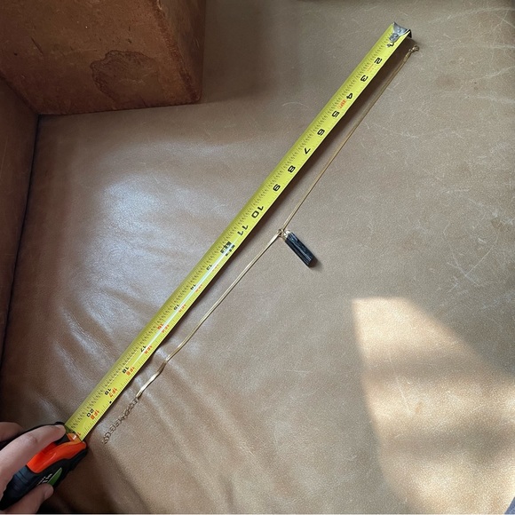 Tourmaline black crystal stone pendant charm necklace gold plated snake chain - Picture 8 of 8